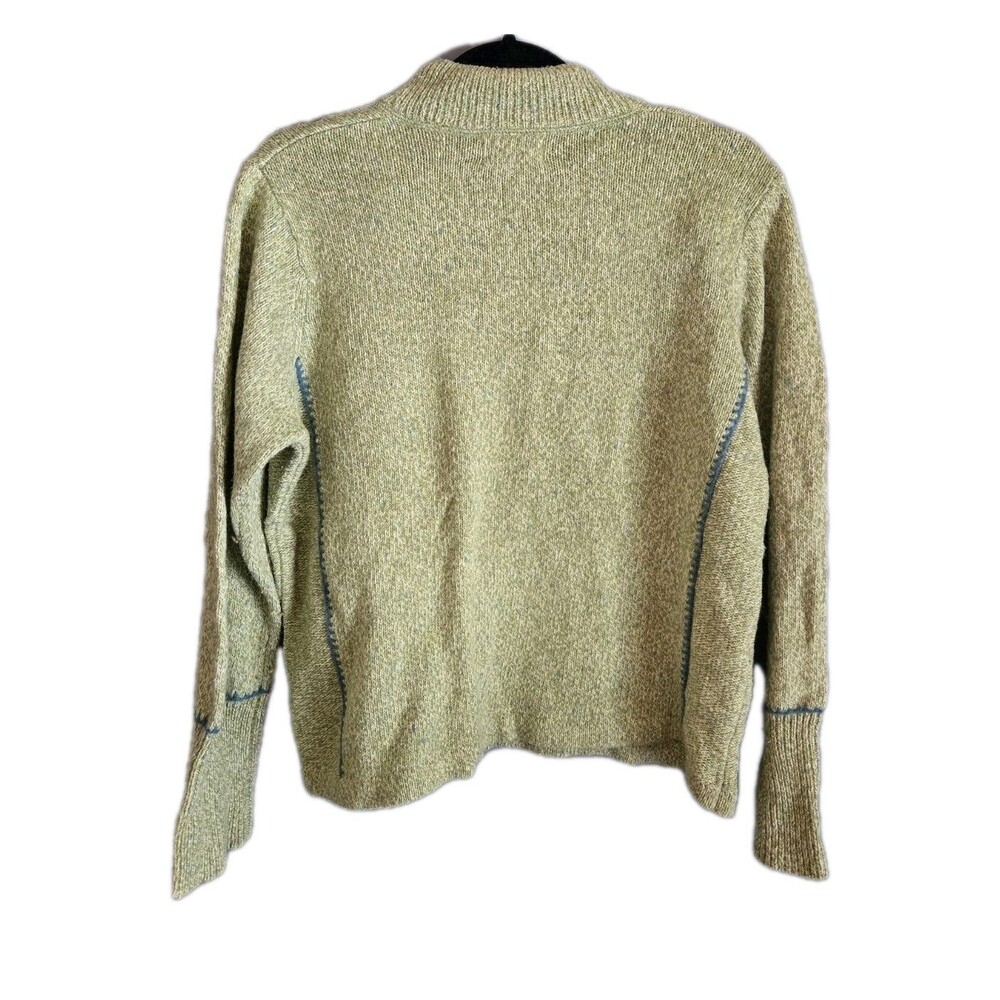 Woolrich Lambswool Sweater XL Green 1/4 Zip Pullover Soft Warm Luxury Preppy - Picture 6 of 12